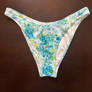 NWOT Victoria's Secret High Leg Blue/Green Floral Bikini Bottom Sz S